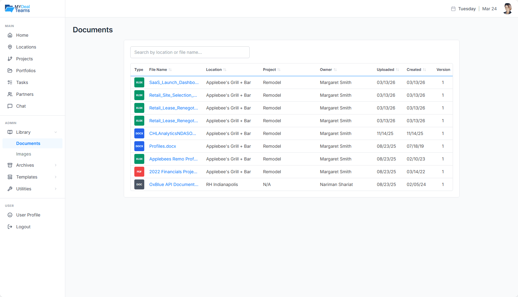 MyDealTeams document and image library